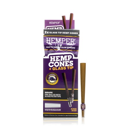 Hemper Hemp Cones Grape + Glass Tips King Size Hemper Raucherzubehör