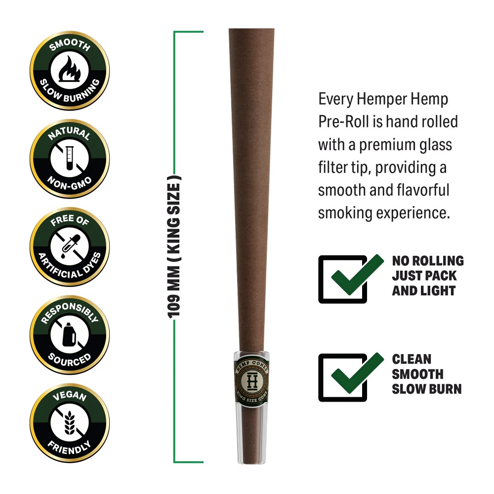 Hemper Hemp Cones Blueberry + Glass Tips King Size Hemper Raucherzubehör