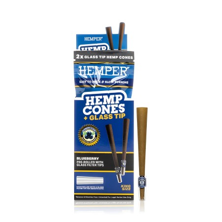 Coni di canapa Hemper Mirtillo + punte di vetro Dimensione King Hemper Accessori per fumatori