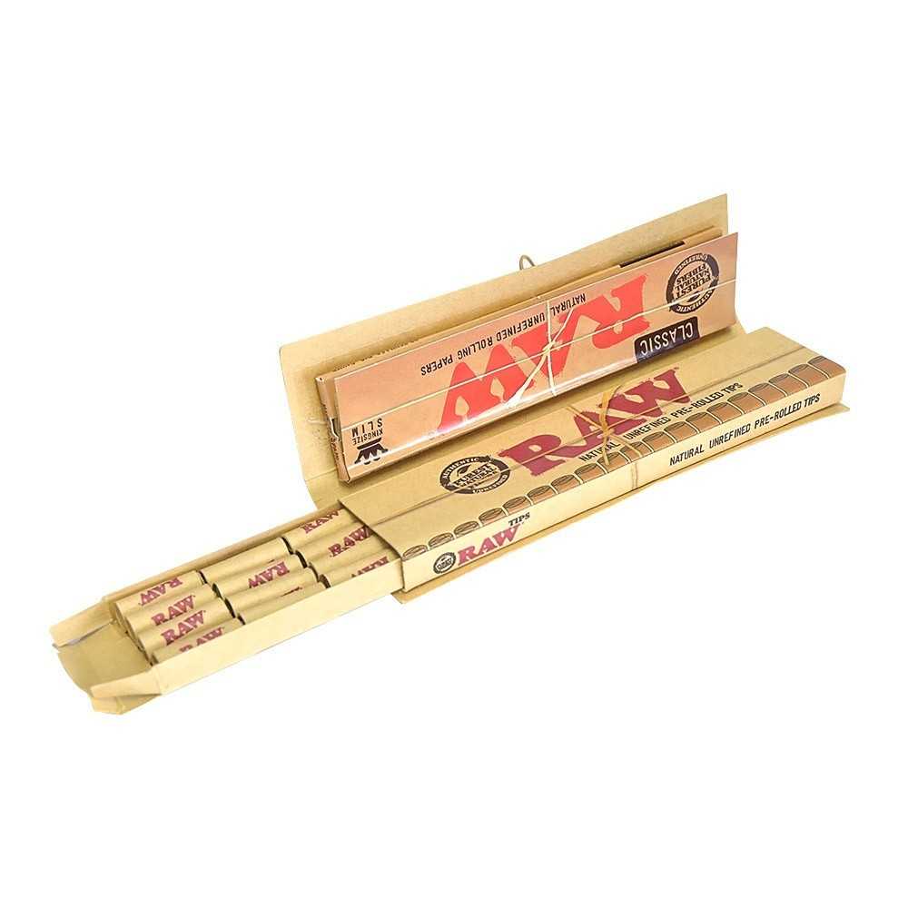 Raw Slim Connoisseur + Tips pré-roulé RAW Feuille à rouler