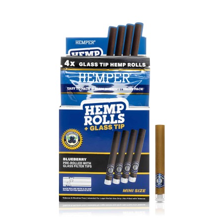 Hemper Hemp Rolls Blueberry + Glass Tips Mini (4 Stück) Hemper Blunts