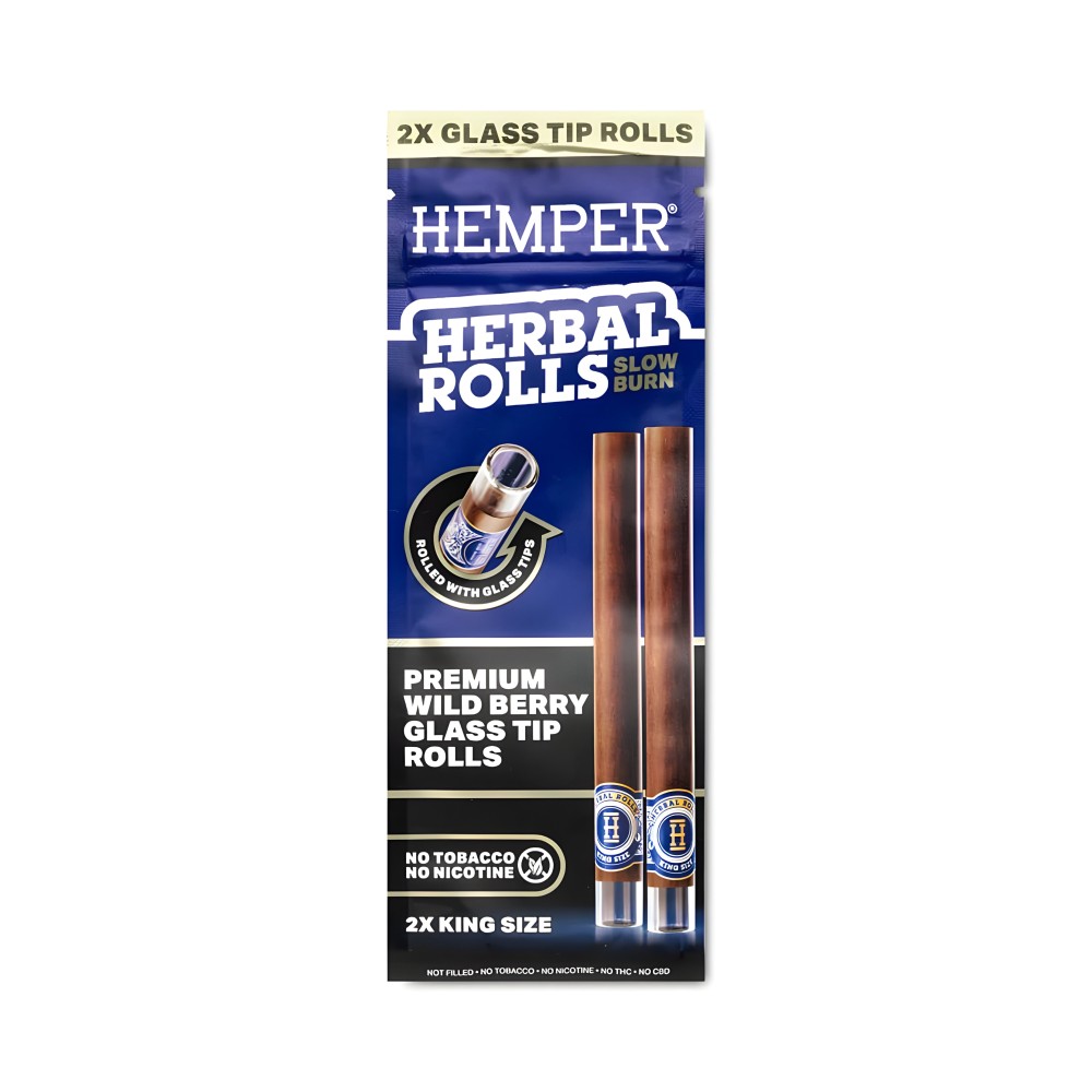 Hemper Herbal Rolls Wild Berry + Glass Tips King Size Hemper Raucherzubehör