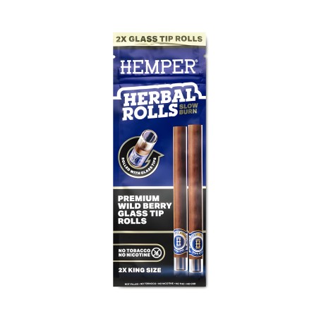 Hemper Herbal Rolls Wild Berry + Glass Tips King Size Hemper Raucherzubehör