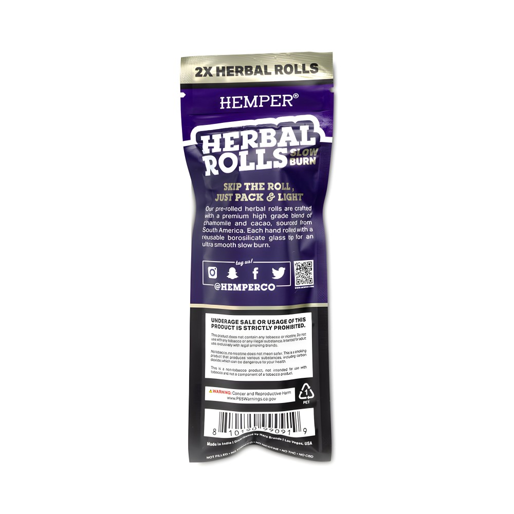 Hemper Herbal Rolls Grape + Glass Tips King Size Hemper Raucherzubehör