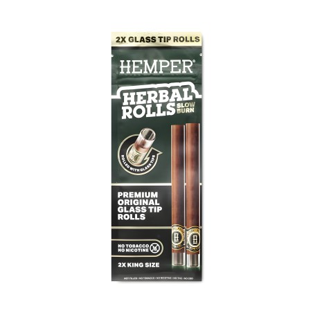 Hemper Herbal Rolls Natural + Glass Tips King Size Hemper Raucherzubehör