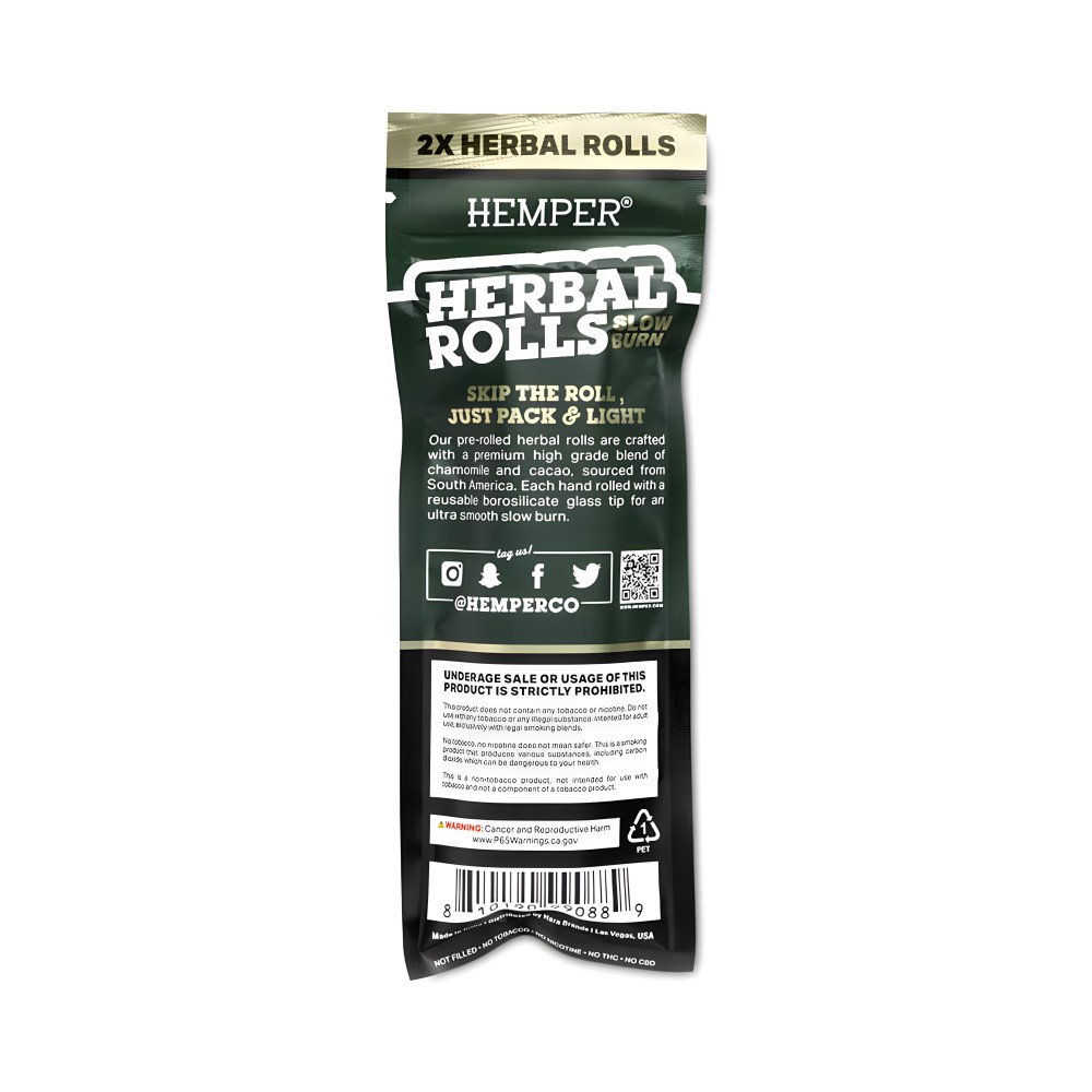 Hemper Herbal Rolls Natural + Glass Tips King Size Hemper Raucherzubehör