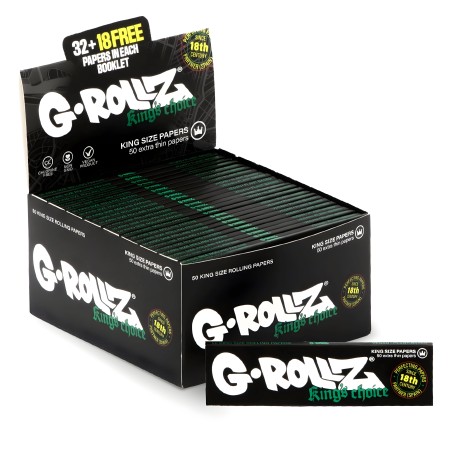 Karton mit Rolling Papers G-Rollz King's Choice KS Wide (2500 Blatt) G-Rollz Produkte