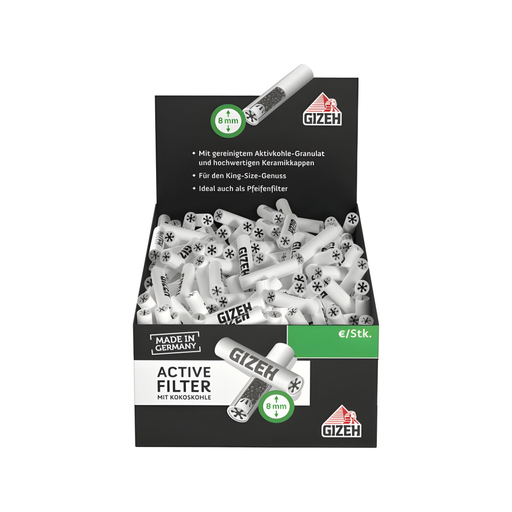 Cartone di filtri a carbone attivo Gizeh 8mm (200pz) Gizeh Prodotti