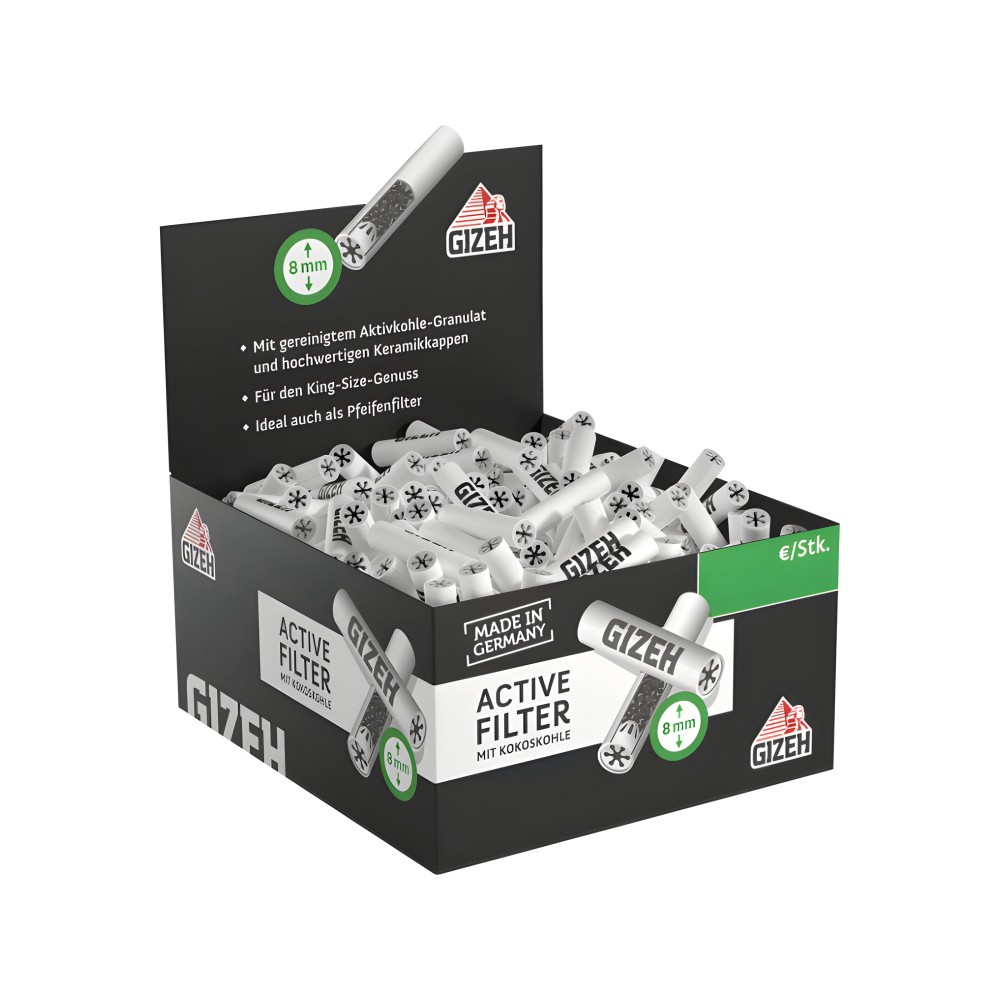 Carton filtres à charbon actif Gizeh 8mm (200pièces) Gizeh Produits