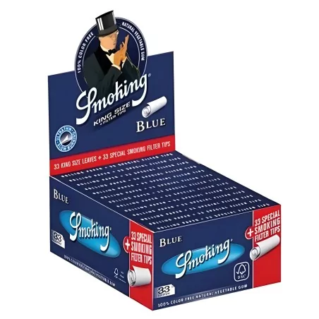 Smoking Blue + Filter (Karton) Smoking Paper Blatt zum Rollen