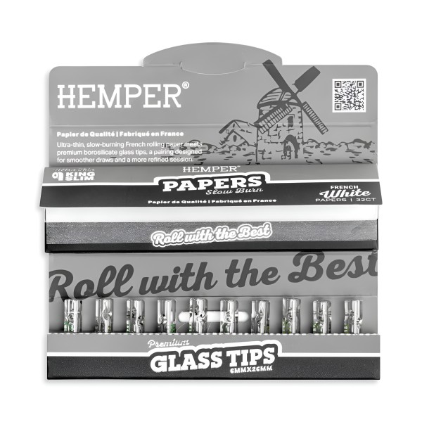 Scatola di cartine da rollare bianche + filtri in vetro Hemper da 6 mm Hemper Prodotti