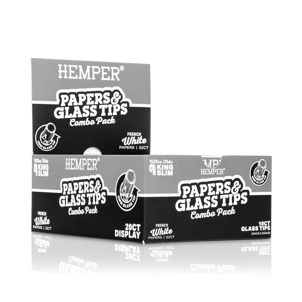 Box of White rolling papers + 6 mm Hemper glass filters Hemper Products