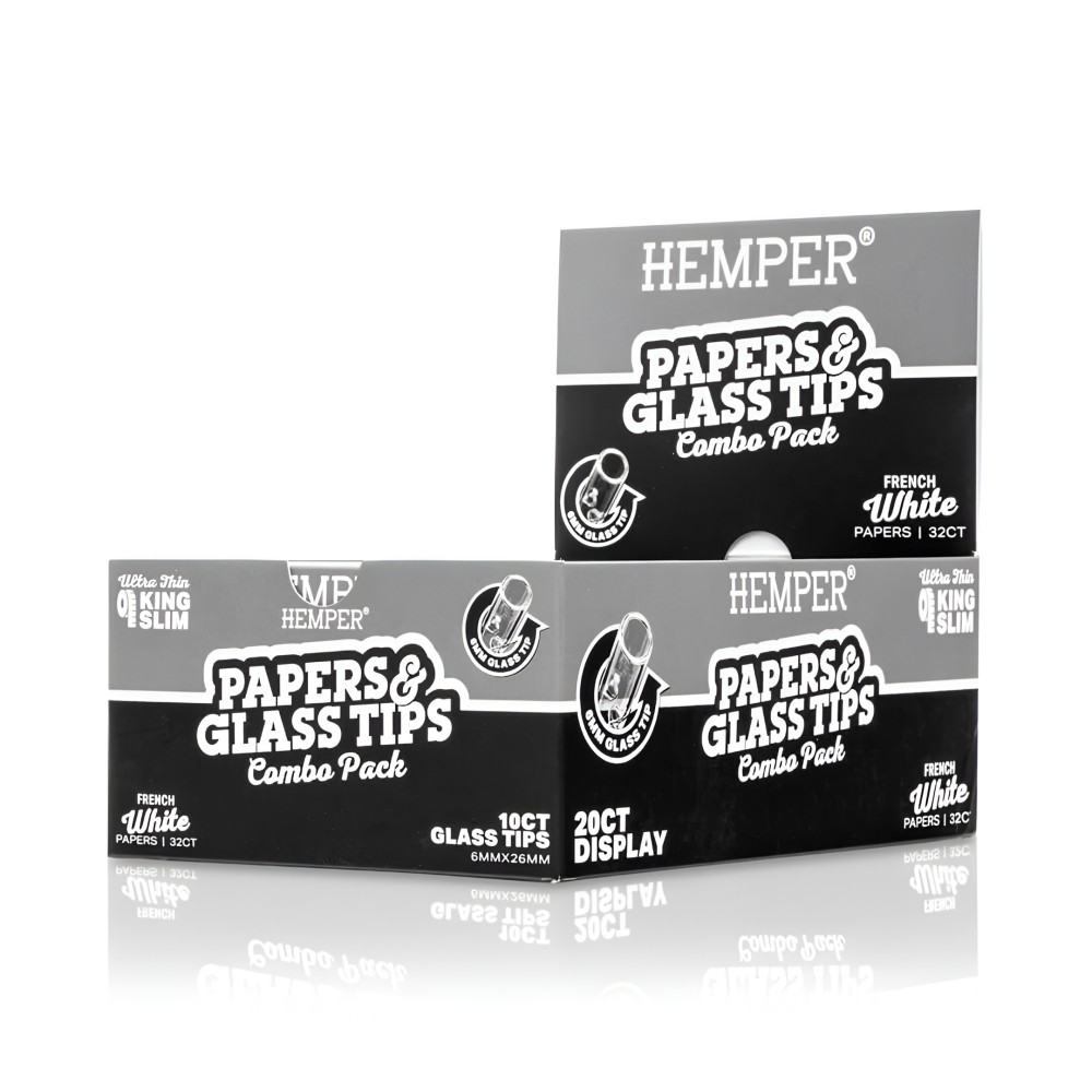 Box of White rolling papers + 6 mm Hemper glass filters Hemper Products