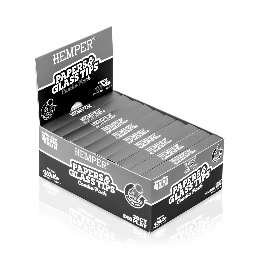 Box of White rolling papers + 6 mm Hemper glass filters Hemper Products