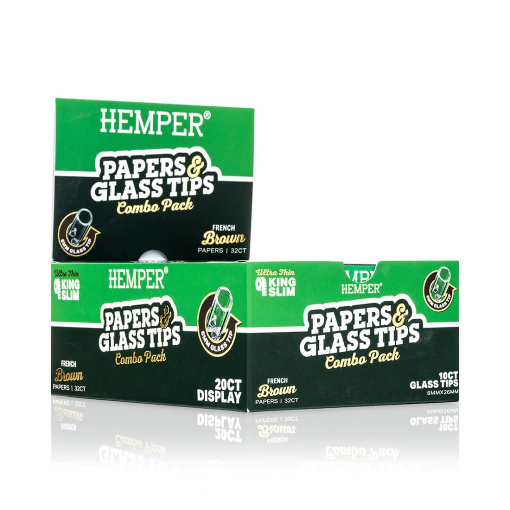 Brown Rolling Papers + 6 mm Hemper Glass Filters Hemper Products