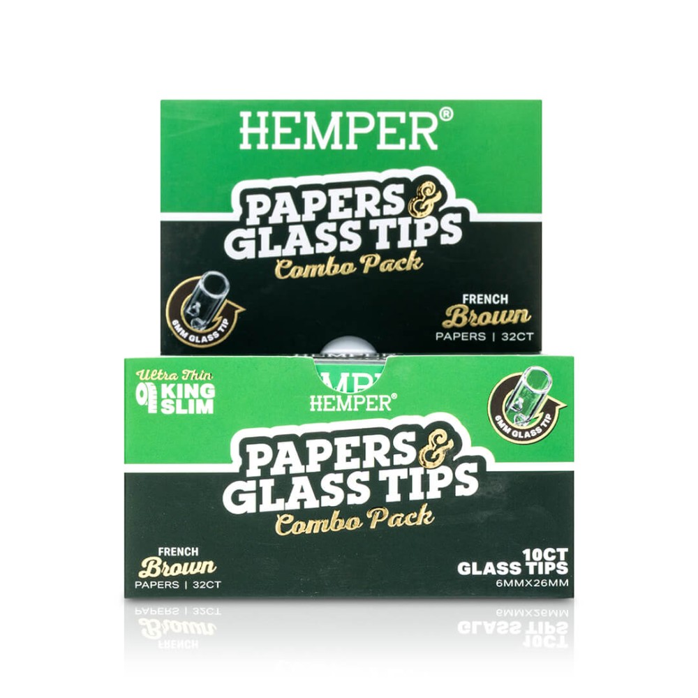 Box of Brown rolling papers + 6 mm Hemper glass filters Hemper Products