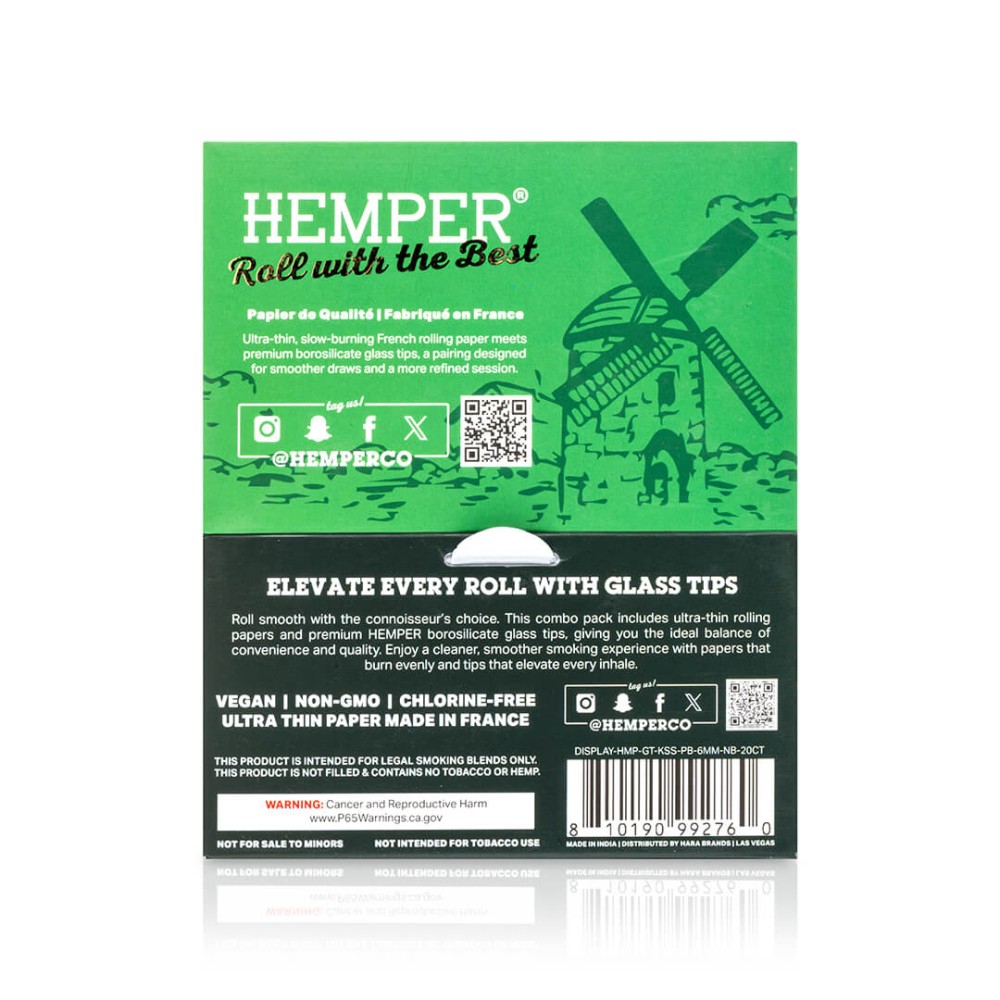 Box of Brown rolling papers + 6 mm Hemper glass filters Hemper Products