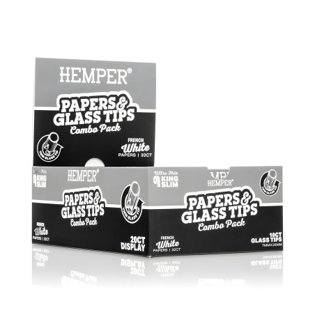 Carton de feuilles à rouler White + Filtres en verre 7 mm Hemper Hemper Produits