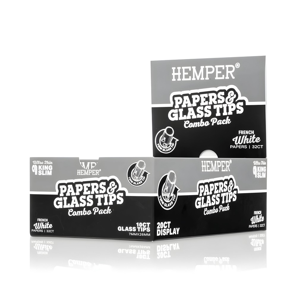 Carton de feuilles à rouler White + Filtres en verre 7 mm Hemper Hemper Produits