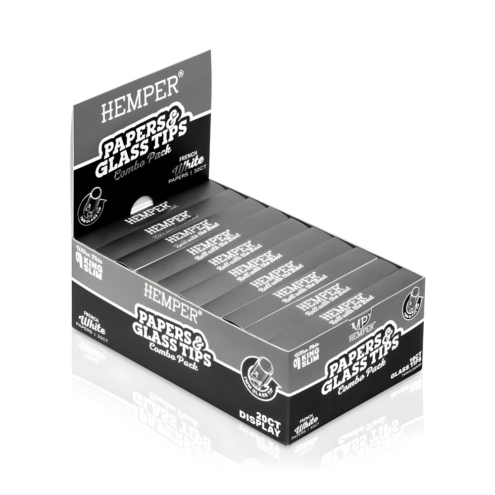 Confezione di fogli da rollare White + Filtri in vetro da 7 mm Hemper Hemper Prodotti
