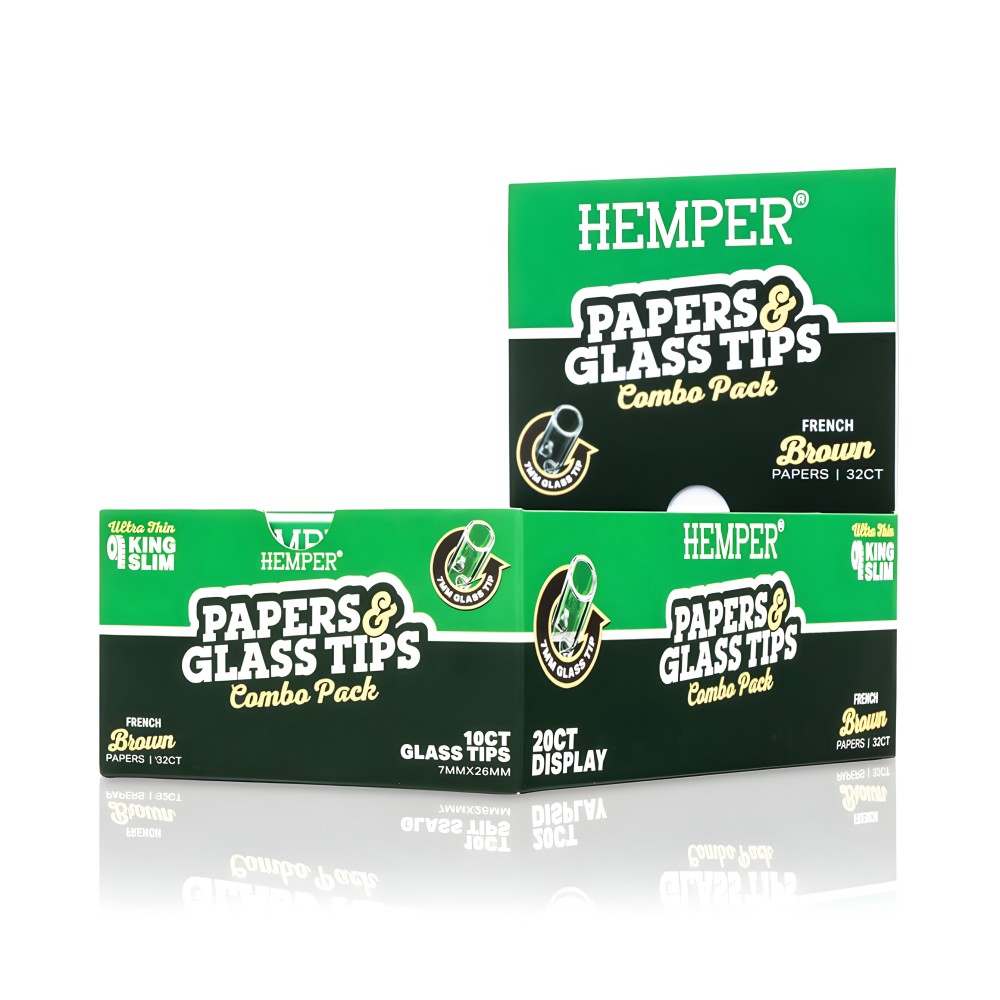 Confezione di fogli da rollare Brown + Filtri in vetro da 7 mm Hemper Hemper Prodotti