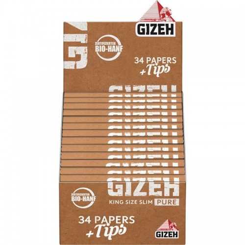 GIZEH "Pure" King Size Slim Rolling Sheet Cartone + Suggerimenti Gizeh Rolling Sheet
