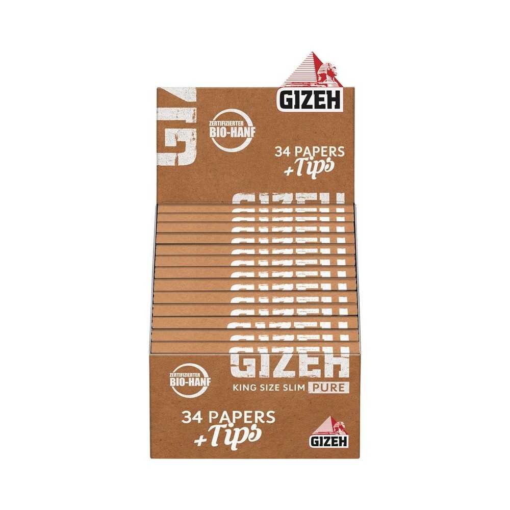 GIZEH "Pure" King Size Slim Rolling Sheet Carton + Suggerimenti Gizeh Foglio di laminazione