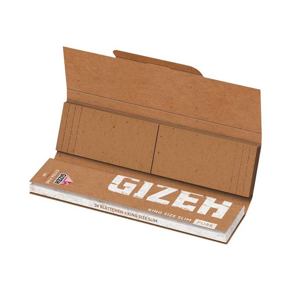 GIZEH "Pure" King Size Slim Rolling Sheet Carton + Tips Gizeh Rolling sheet