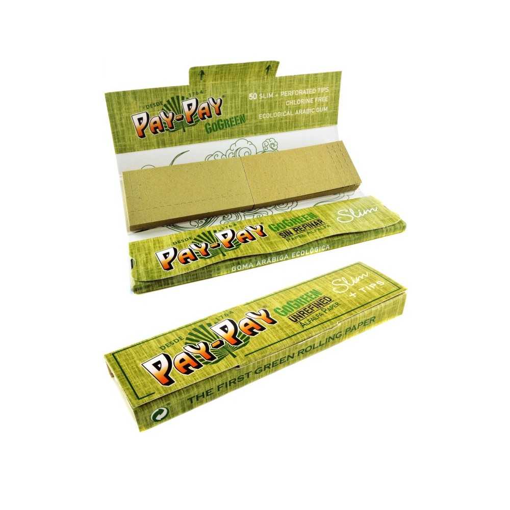 Carton de feuille Pay Pay Go Green KS Slim + Tips Pay Pay Feuille à rouler