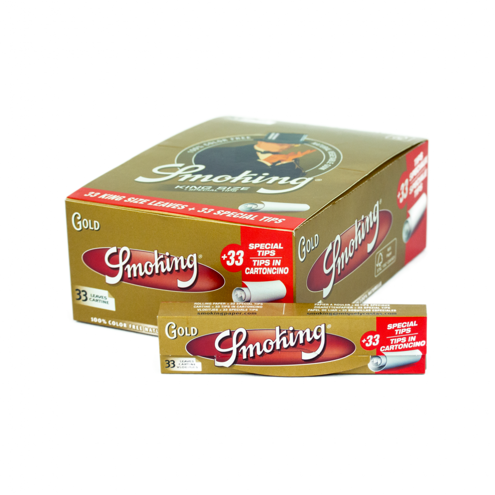 Smoking Gold + Filter (Karton) Smoking Paper Blatt zum Rollen