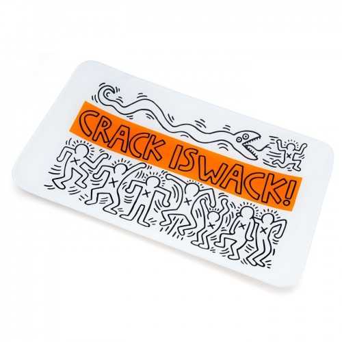 Plateau à rouler en verre "CRACK IS WACK" K.Haring Plateau à rouler