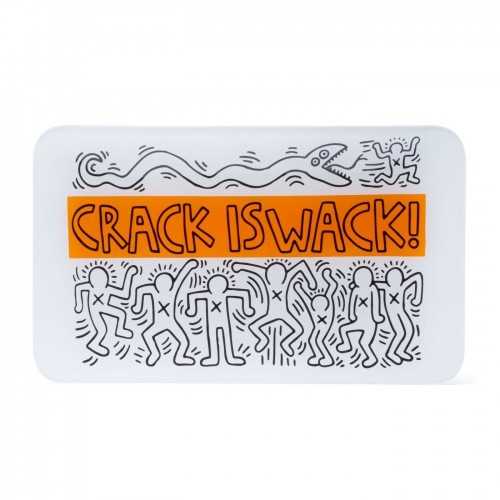 Plateau à rouler en verre "CRACK IS WACK" K.Haring Plateau à rouler