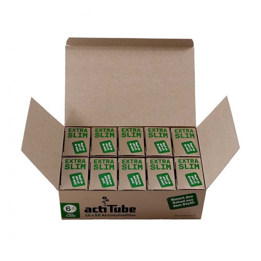 Filterkarton Actitube Extra Slim 6mm 500 Stück Actitube Filter (Aktivkohle, Pappe, Zellulose und andere)