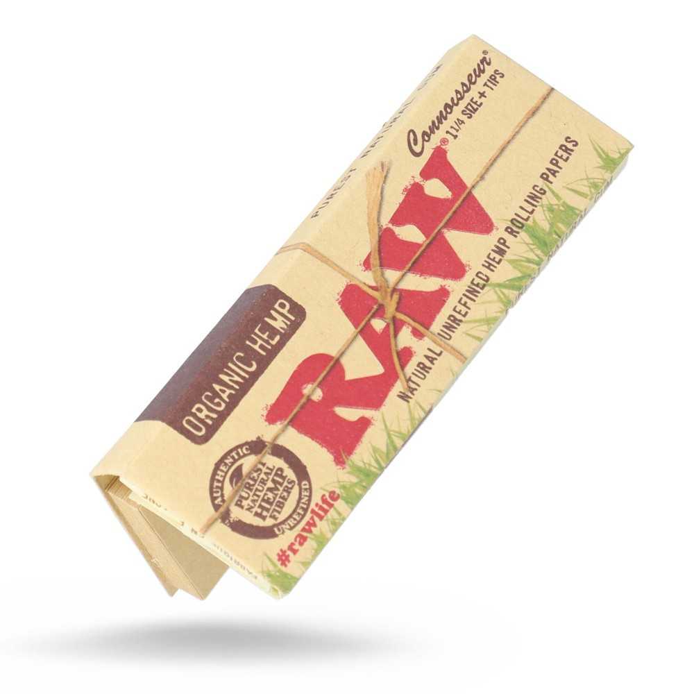 Raw Organic Hemp Connoisseur Small 11/4 + tips RAW Feuille à rouler