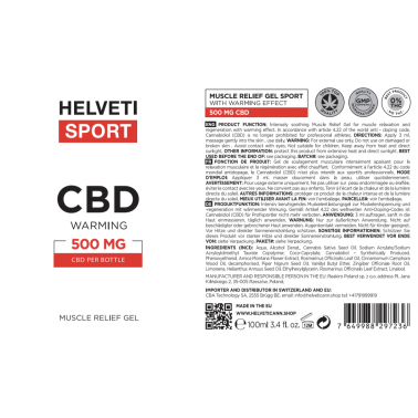 CBD Heating Gel Helveti Sport 100ml Helveticann Products